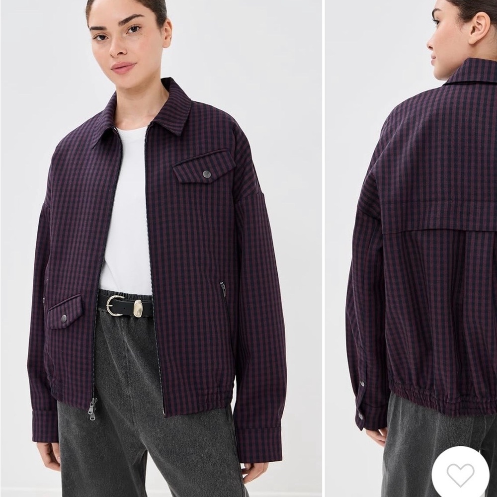 Tibi NWOT Jules Gingham wool bomber jacket
